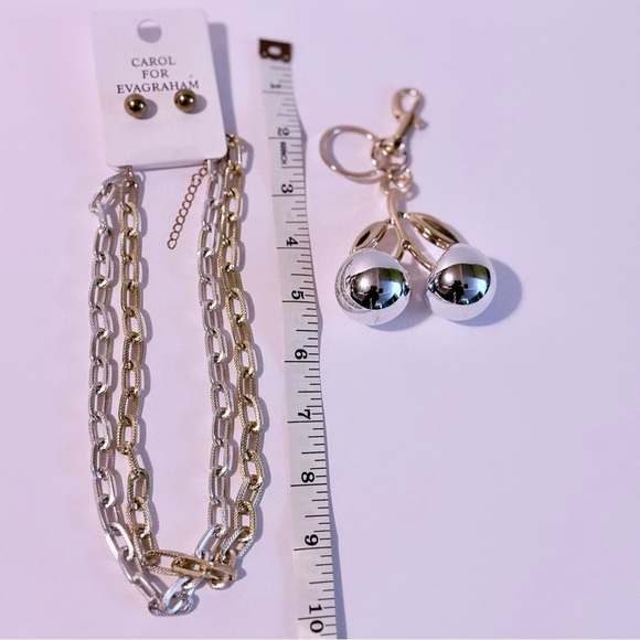 Carol for Evagraham Silver and Gold Necklace Set & Cherry Keychain - Picture 3 of 7